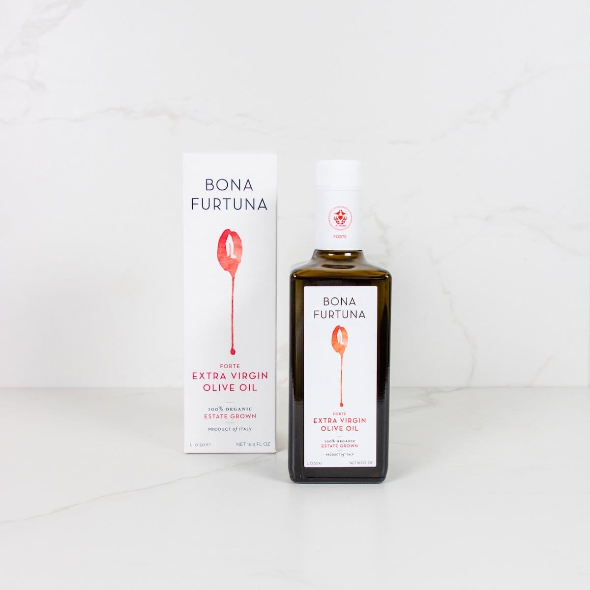 Bona Furtuna olive oil — label and data