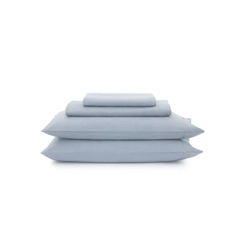 Aizome plant-dyed organic sateen sheets